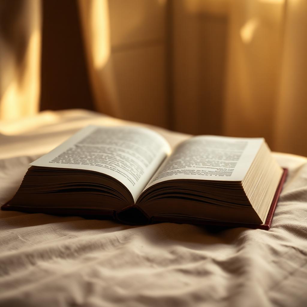 An open book resting in soft golden light